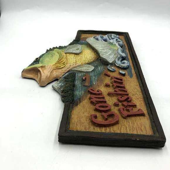 Vintage 1993 Figi Graphics Gone Fishin Wall Art - Picture 4 of 10